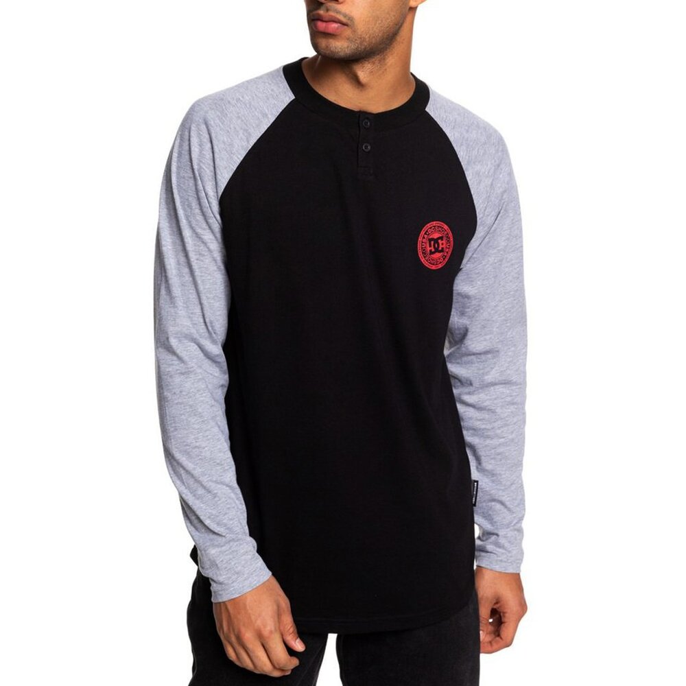 DC Mens Long Sleeve Botton Up T-shirt Black Grey Red Size S New With Tags